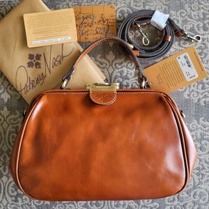 Patricia Nash Gracchi Tan Leather Framed Satchel Bag